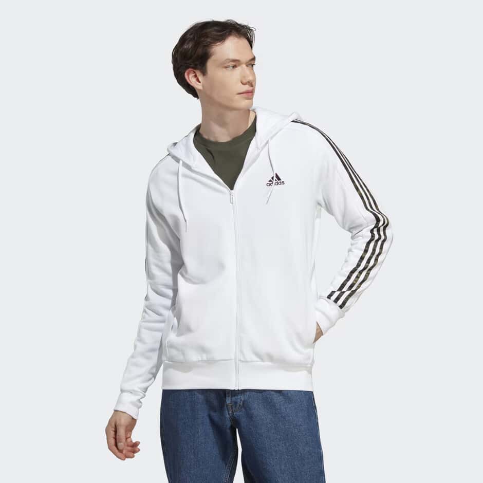 Adidas Essentials French Terry 3-Stripes Full-Zip Hoodie